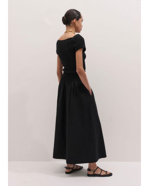ME+EM Natural Knit Mixed Media Fit And Flare Maxi Dress