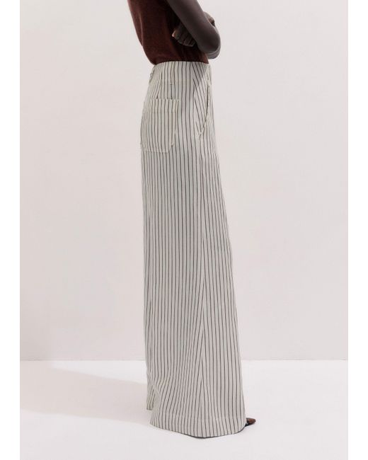ME+EM Gray High Waist Wide-Leg Trouser Ivory-Cinnamon