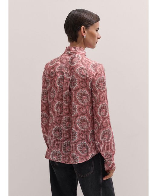 ME+EM Pink Ornate Climbing Paisley Print Frill Blouse + Tie