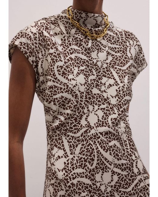 ME+EM Multicolor Bias Cut Speckled Bloom Print Maxi Dress-Light Cream