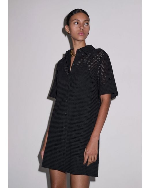 ME+EM Blue Broderie Anglaise Short Shirt Dress With Belt + Slip