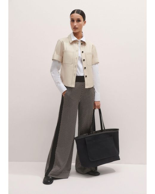 ME+EM Black Travel Tailoring Geo Jacquard Wide-Leg Pant