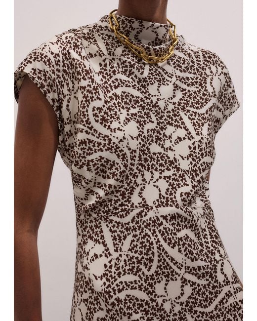 ME+EM Multicolor Bias Cut Speckled Bloom Print Maxi Dress-Light Cream