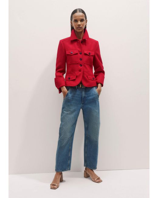 ME+EM Red Italian Wool Twill Military Jacket