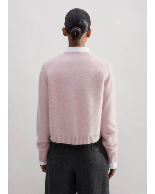 ME+EM Pink Brushed Cashmere Crew Neck Cardigan