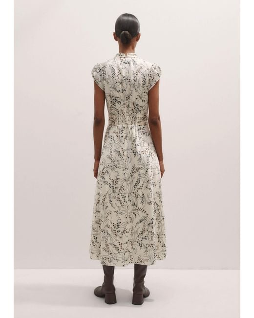 ME+EM Natural Lily Of The Valley Print Midi Tea Dress