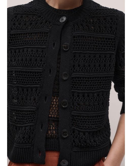 ME+EM Black Linear Knit Straight Cardigan
