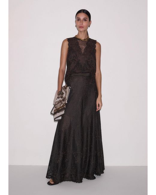 ME+EM Black Embroidered Tulle A-Line Maxi Skirt
