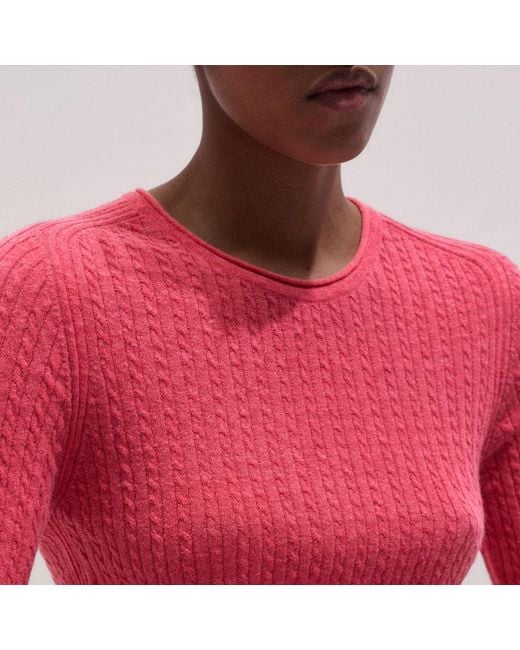 ME+EM Pink Lofty Fine Cable Knit Slim Tee