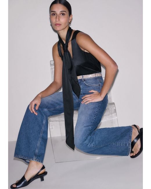 ME+EM Black Silk Satin Tank Top