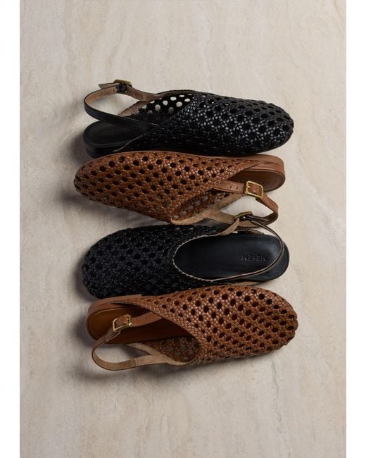ME+EM Black Round Woven Slingback