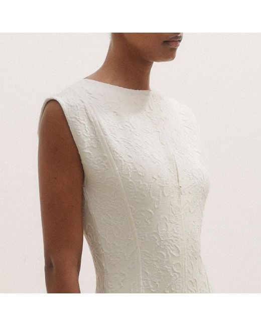 ME+EM Natural Floral Jacquard Midi Dress