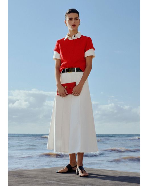 ME+EM White Panelled A-Line Maxi Skirt