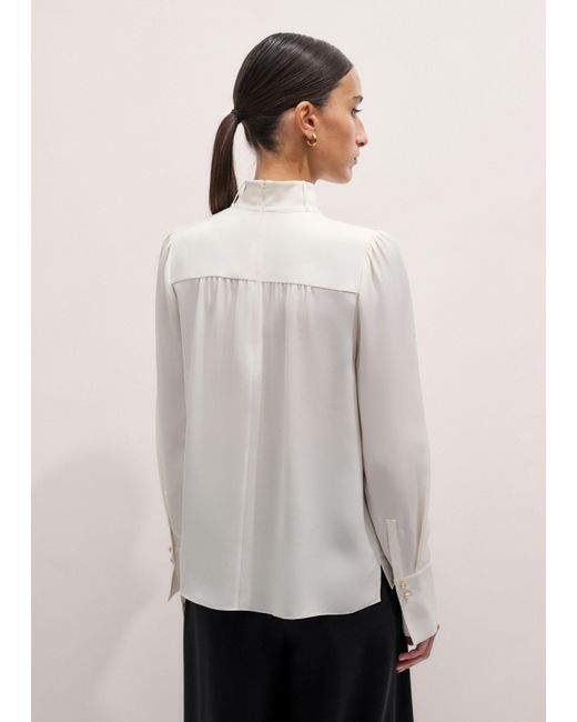 ME+EM Natural Silk Am-Pm High Neck Top + Embellished Collar