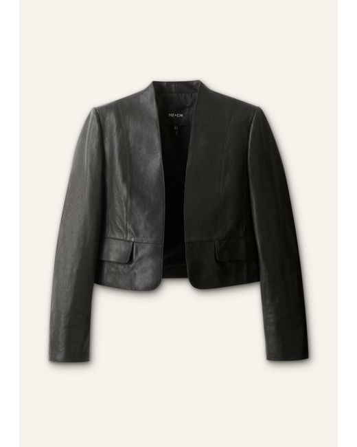 ME+EM Black Cropped Leather Jacket