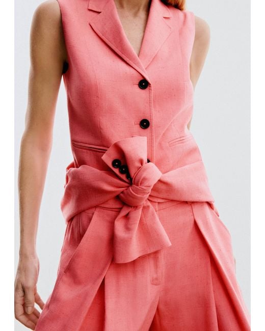 ME+EM Pink Lightweight Tailored Sleeveless Crop Jacket