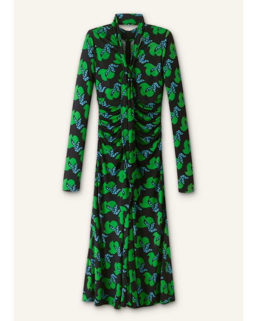 ME+EM Green Crepe Birds Of Paradise Maxi Dress + Belt