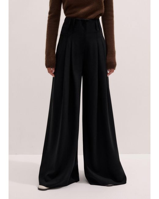 ME+EM Black Ultra Wide Pleat Front Trouser