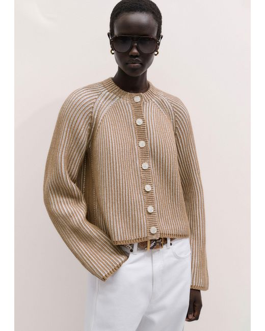ME+EM Multicolor Soft Touch Rib Cardigan Camel-Soft