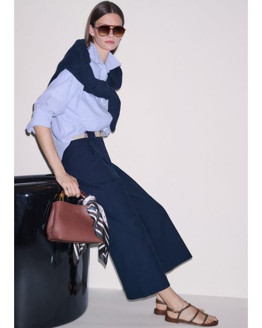 ME+EM Blue Straight Crop Pant