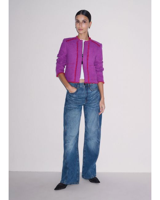 ME+EM Purple Fringe Detail Straight Fit Jacket