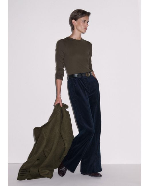 ME+EM Black Ultimate Rib Long Sleeve Top Rich Melange