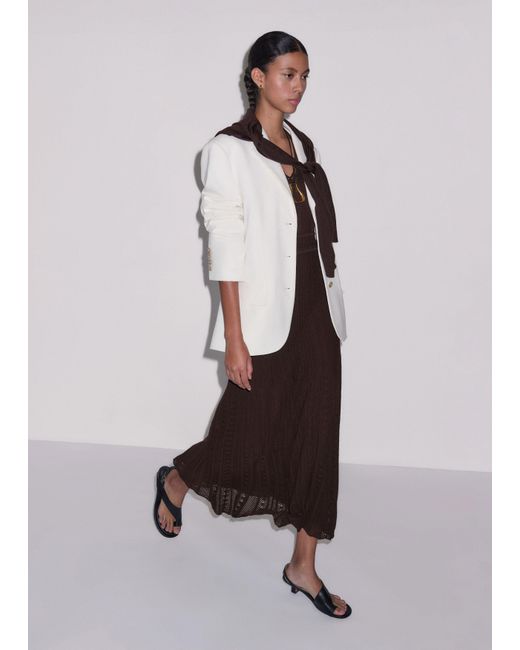 ME+EM Brown Pointelle Knit Maxi Dress + Slip