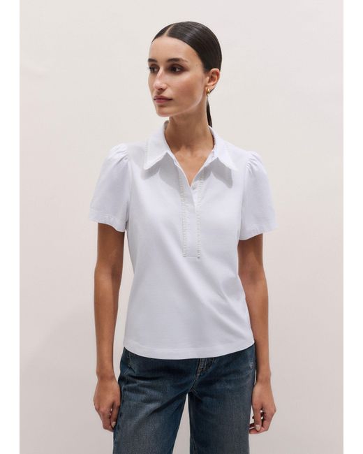 ME+EM Multicolor Frill Trim Short Sleeve Shirt