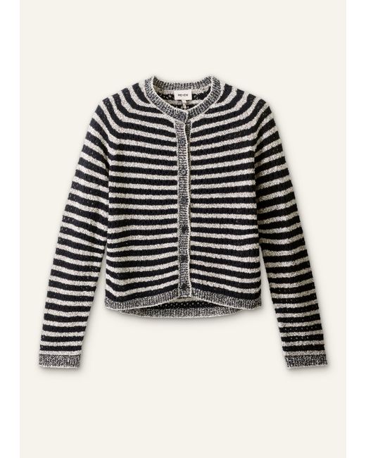 ME+EM Black Textured Stripe Cardigan-Cream