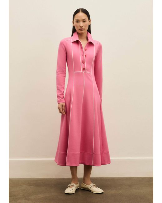 ME+EM Pink Travel Tailoring Contrast Midi Dress