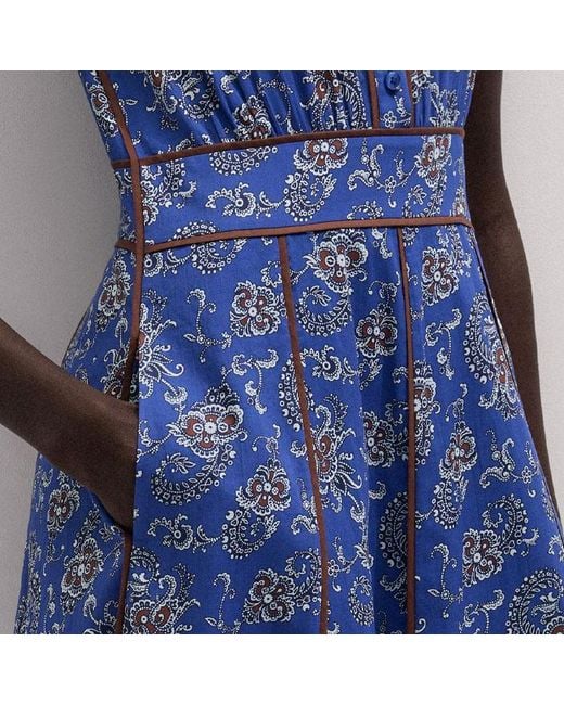 ME+EM Blue Fit & Flare Gilded Paisley Print Maxi Dress