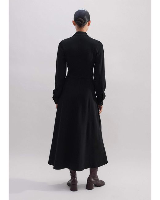 ME+EM Black Travel Tailoring Zip Front Midi Dress