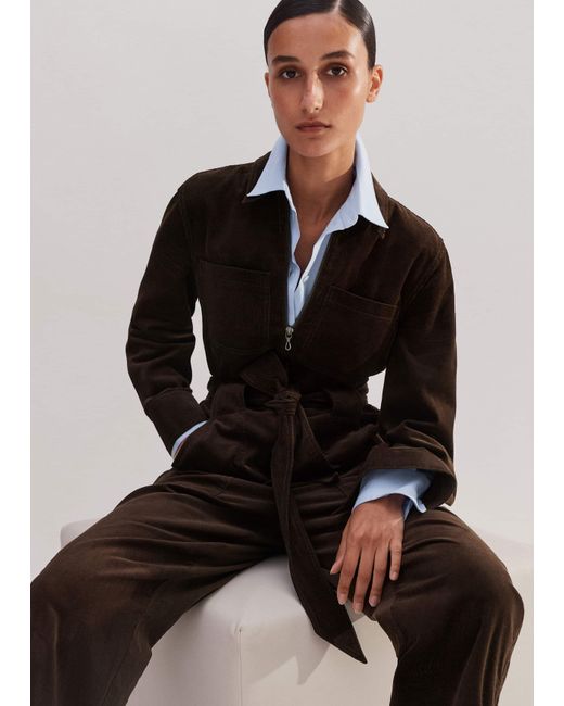 ME+EM Black Soft Cord Jumpsuit + Belt Warm
