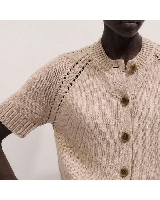 ME+EM Brown Chunky Cotton Button-Through Knit Tee