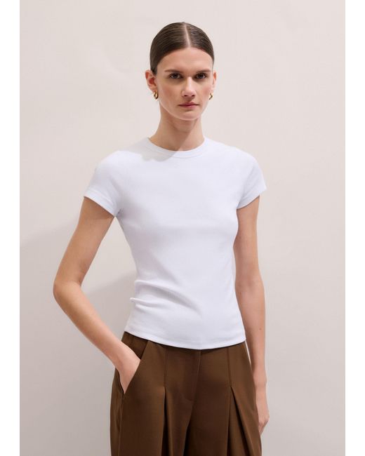 ME+EM White Ultimate Fitted Rib Crew Neck Tee