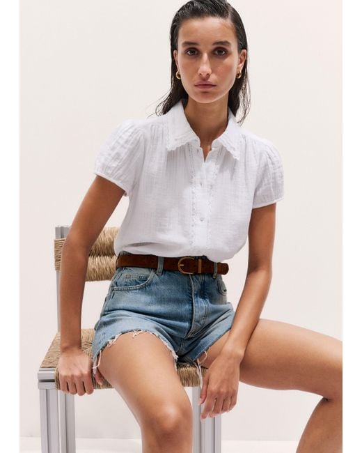 ME+EM Multicolor Cheesecloth Cap-Sleeve Blouse