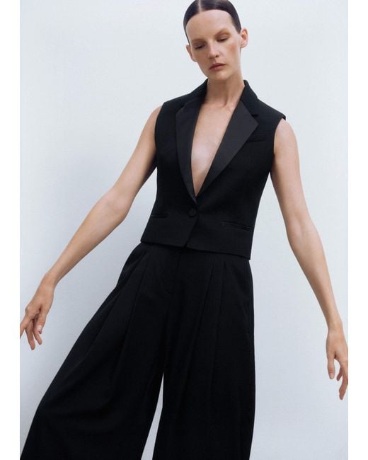 ME+EM Black Sleeveless Tux Jacket