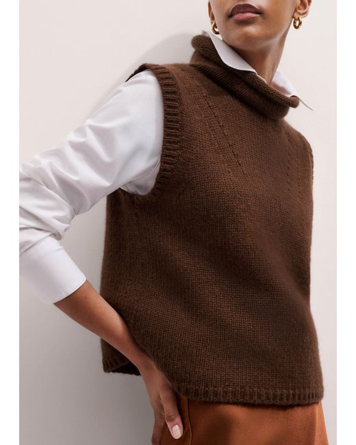 ME+EM Brown Crop Sweater Vest