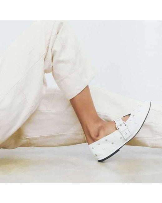ME+EM White Cotton Herringbone Utility Jumpsuit