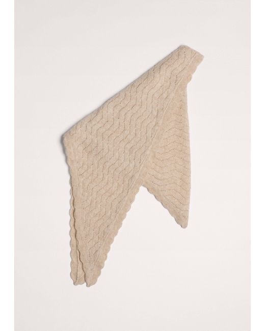 ME+EM Natural Lofty Pointelle Triangle Scarf Latte Melange
