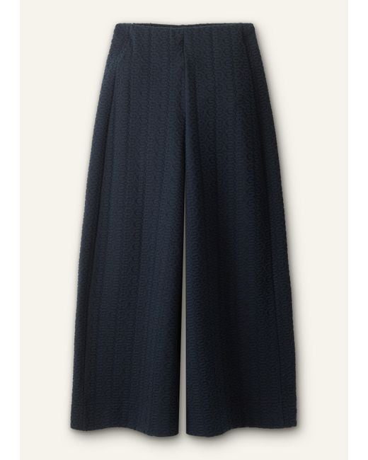 ME+EM Blue Textured Crop Pant