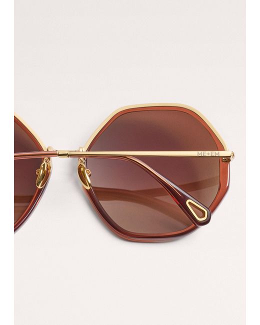 ME+EM Brown Heptagonal Frame Sunglasses