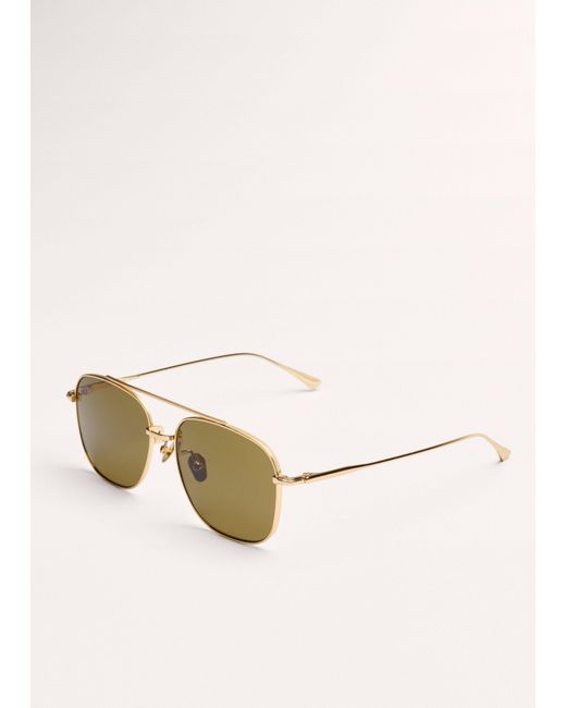 ME+EM Brown Metal Aviator Sunglasses