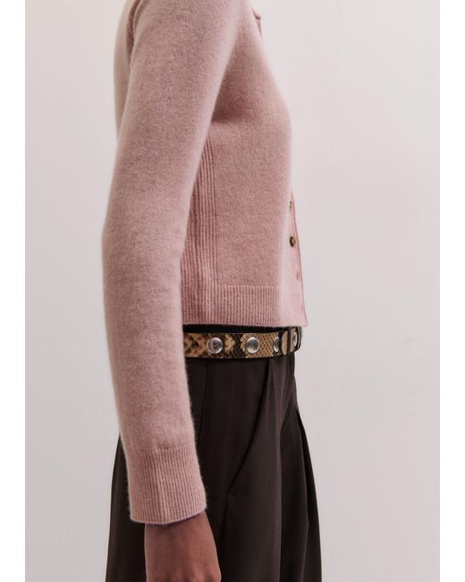 ME+EM Pink Cashmere Roll Trim Straight Cardigan