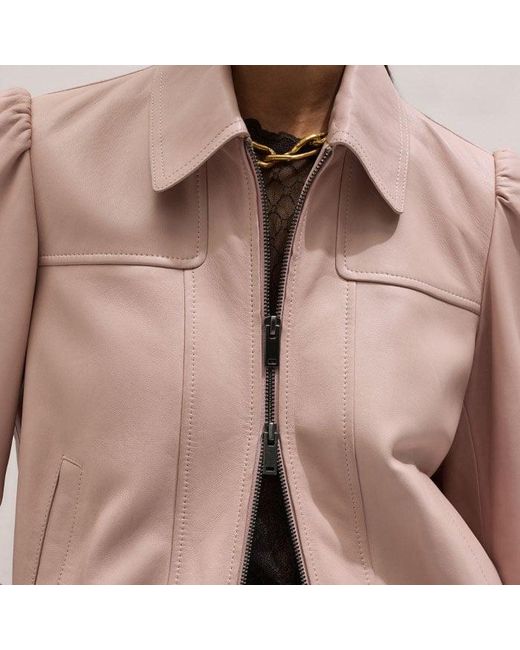 ME+EM Brown Luxe Feminine Bomber Jacket