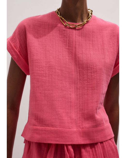 ME+EM Pink Cheesecloth T-Shirt