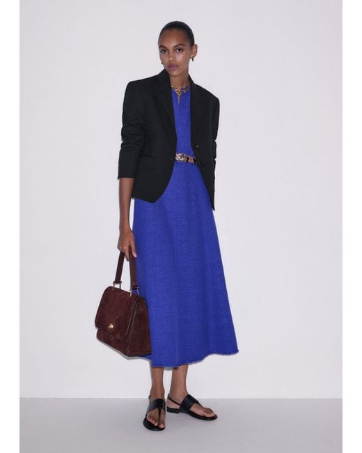 ME+EM Blue Desk-To-Dinner Fit And Flare Maxi Dress