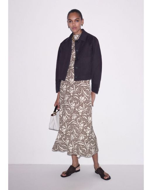 ME+EM Multicolor Bias Cut Speckled Bloom Print Maxi Dress-Light Cream
