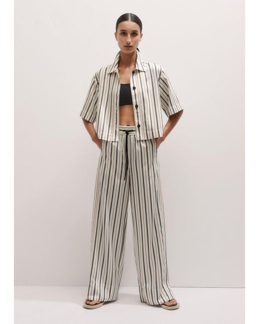 ME+EM Multicolor Fluid Wide-Leg Track Pant/Tobacco