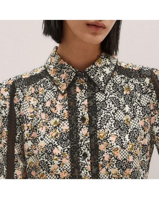 ME+EM Natural Silk Lace Detail Maxi Shirt Dress